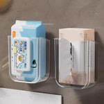 rangement mural adhésif transparent double compartiment moderne boîte lingettes réutilisable multiple stockage