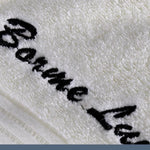 serviettes bambou rapide absorption blanc rose bleu noir écriture brodée texture douce classiqueUsageId:123