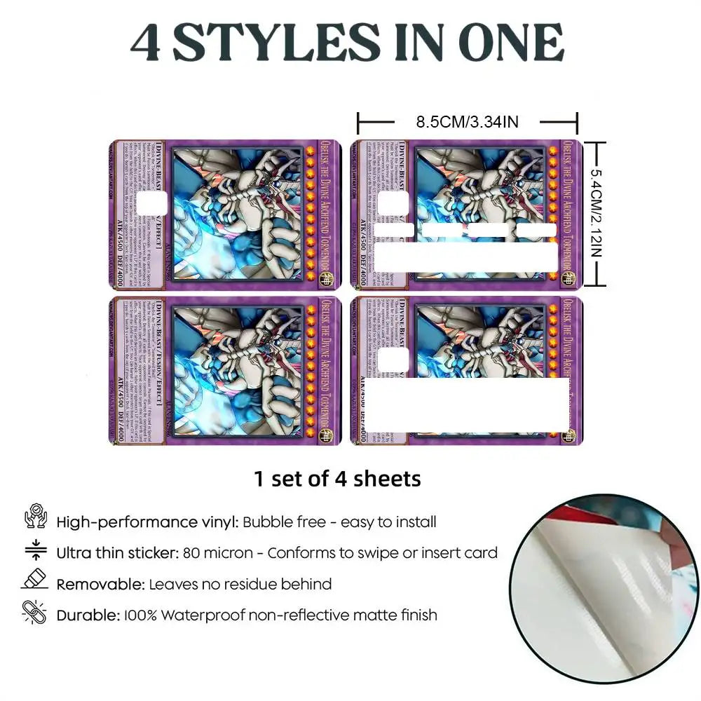 autocollants cartes crédit multicolores dessin animé illustrations fantastiques adhésifs protection cartes jeu set collection