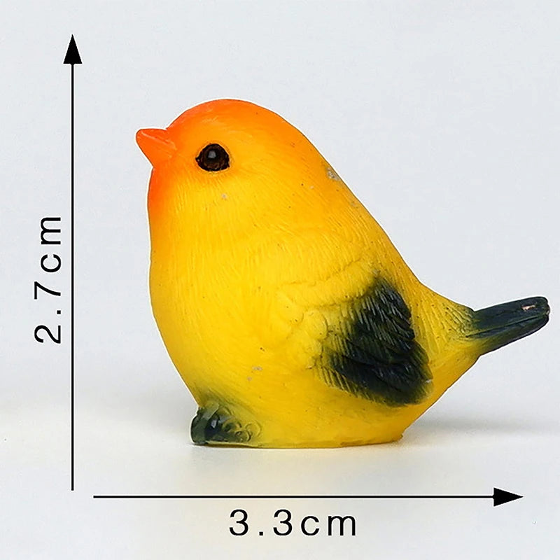 statue oiseau cartoon mignon résine peluche brillante couleurs variées blanc rose verte bleue jaune