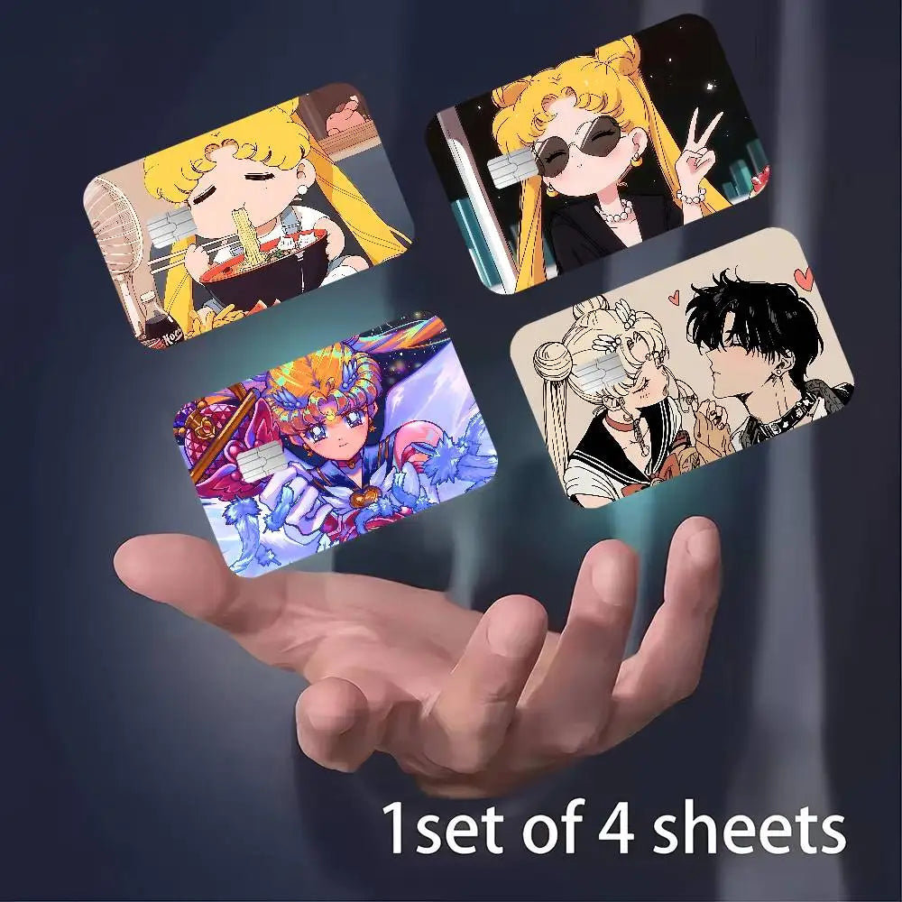 étiquettes carte bancaire stickers dessins animés personnages mignons adhésifs réutilisables waterproof classiques cartes credit