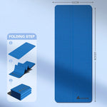 tapis yoga pliable bleu foncé vert gris motif chaines ondulé minimaliste modernité 61x183cm 30x36cm