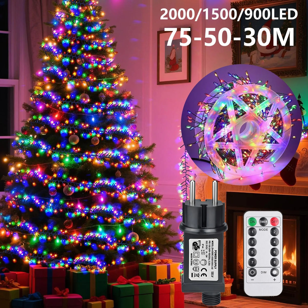 guirlande lumineuse multicolore étoiles dorées moderne adhésif télécommande contrôleur LED noël mariage
