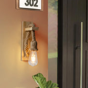applique murale bois clair tressée industriel rustique salon chambreextérieur filament blanc