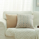 coussin patchwork géométrique bleu gris moderne 45x45cm polyester cotonversible décoration intérieure