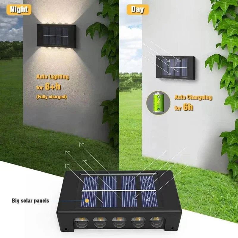 appliques murales solaires led noires decoration extérieure moderne panneaux solaires intégrés ip65