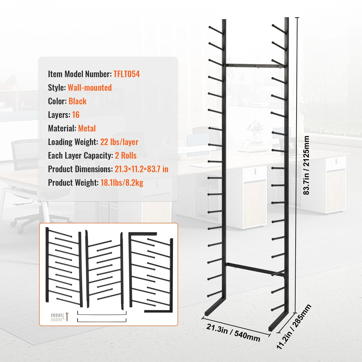 rack planches noir moderne 50 compartiments texture bois roulettes universelles mobilier