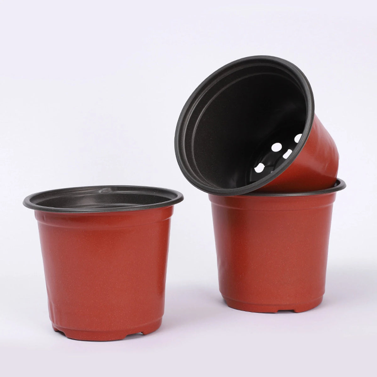 pots fleurs plastique moderne rouge noir drainage 14cm haute qualité jardin