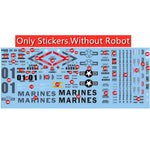 stickers personnalisables robot transformable hélicoptère militaire détaillé gris métallisé armes emblèmes tactical papier