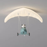 lampe enfants panda avion nuages bleu blanc moderne chambre LED pendentif
