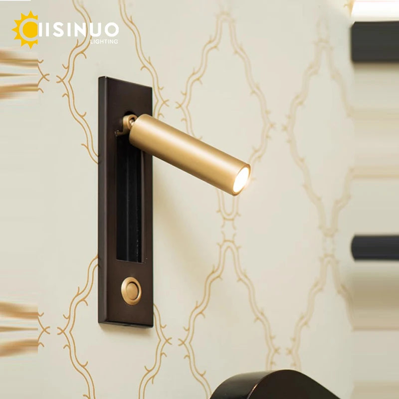 lampes murales modernes interrupteur bouton lisse métallique noir argenté bronze doré minimaliste
