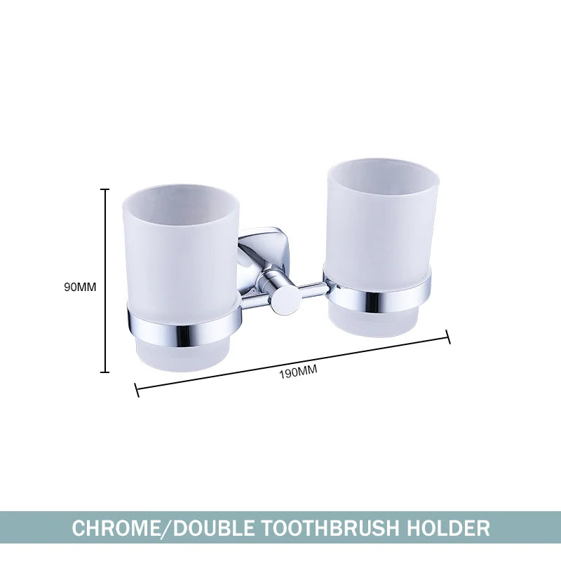 ensemble accessoires salle bain chrome porte serviette savon dentifrice gobelet mural métal