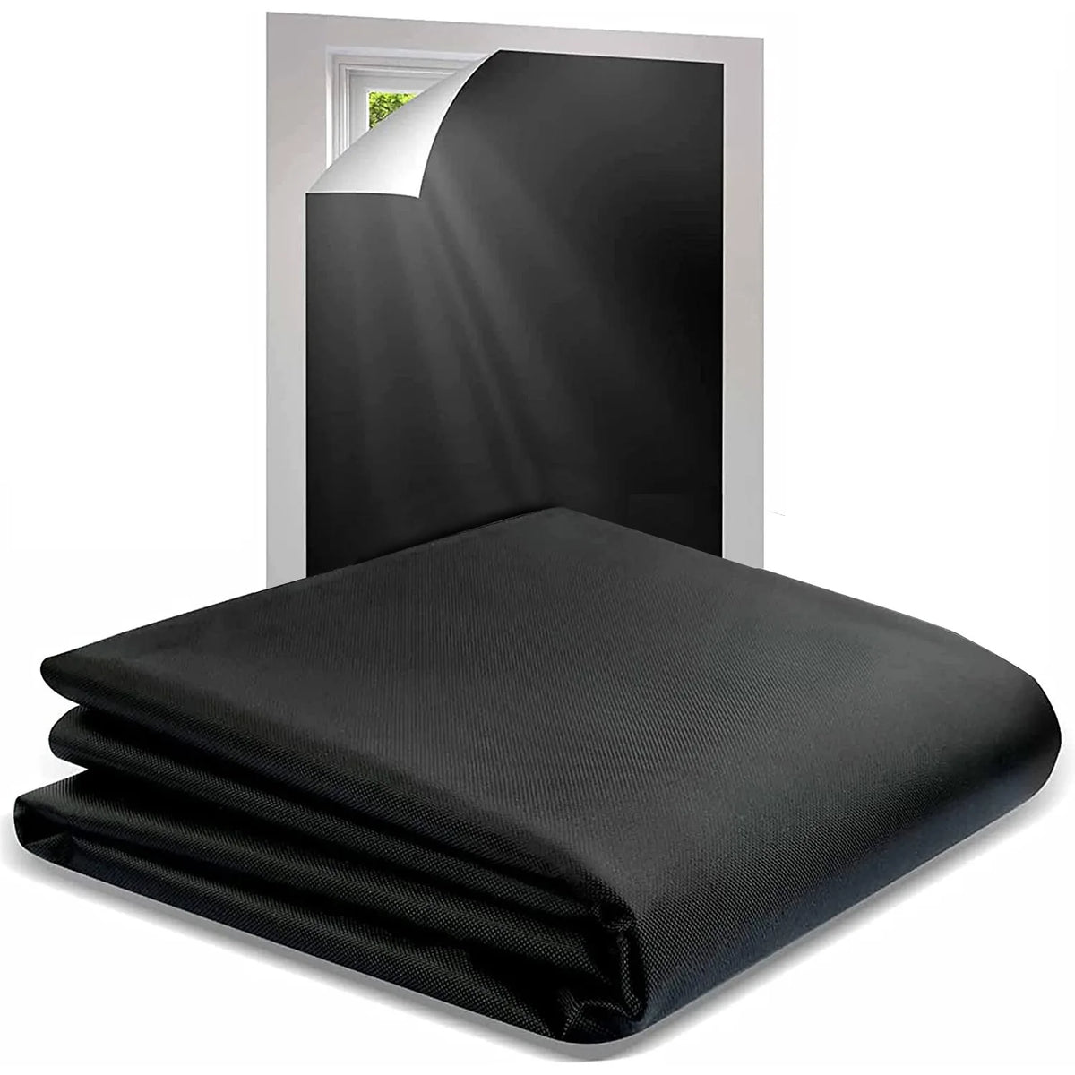 rideau occultant fenetre moderne polyester noir texturé adhésif velcro minimaliste 145x300cm