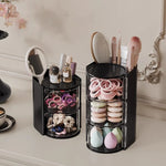 organisateur accessoires coiffure transparent blanc rose noir moderne elastiques pinces brosse cosmétiques rangement