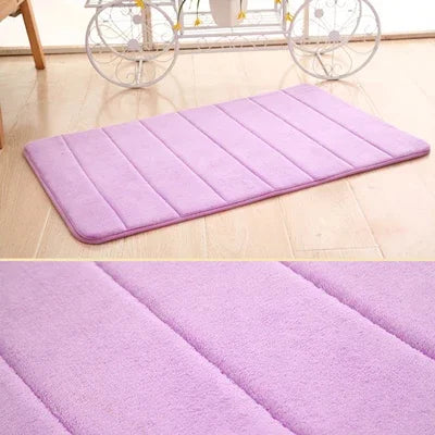 tapis antidérapant mousse mémoire forme absorption eau moderne uni doux vert rouge rose marron