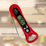 thermomètre numérique sonde écran lcd rétroéclairé aimant étanche noir rouge