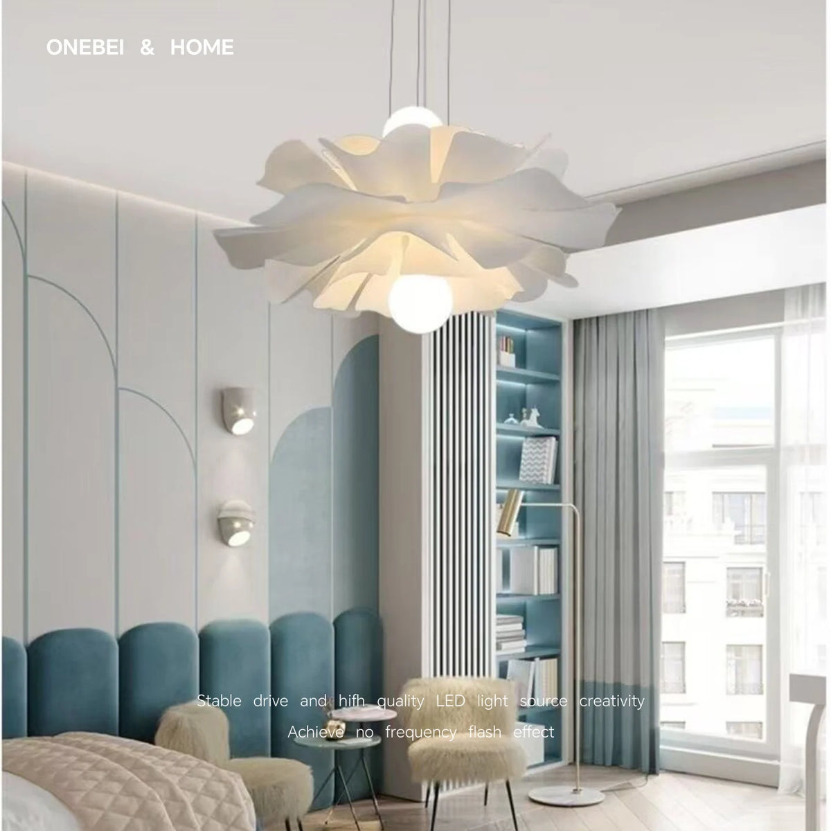 suspension lumineuse moderne fleur stylisée blanc opaque salon chambre étude 220v acrylique