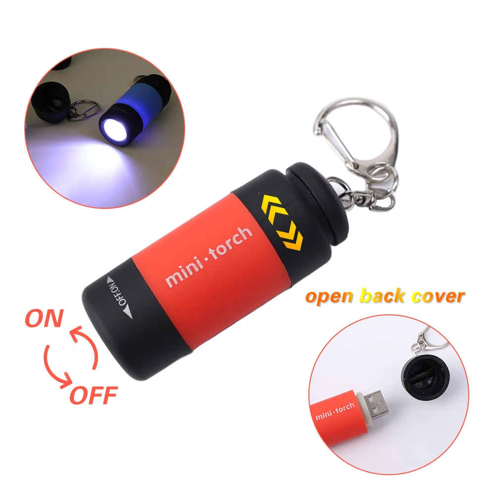 torche led rechargeable portable mini annuaire clé interrupteur on off camping urgence