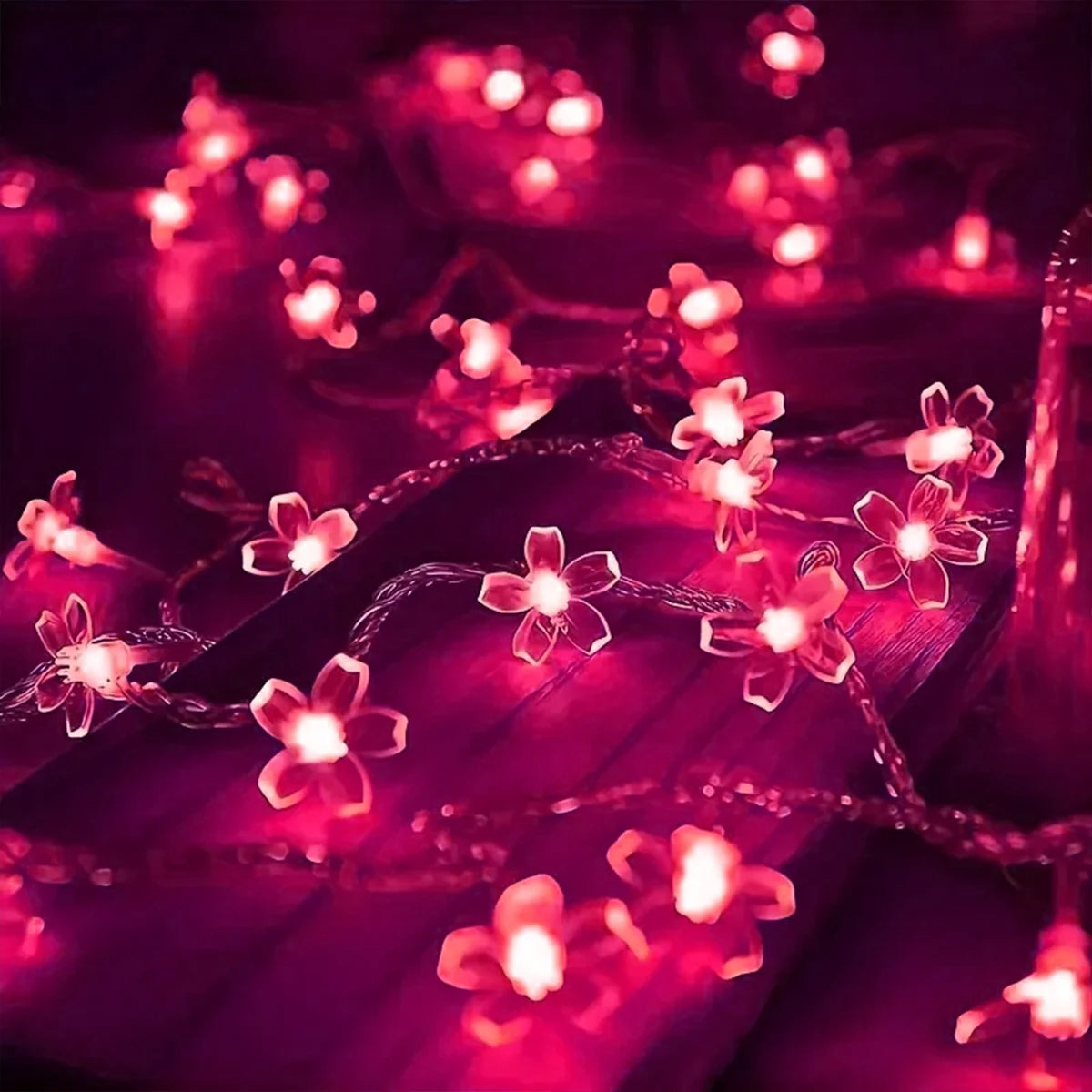 guirlande lumineuse fleurs rose blanc rouge bleu moderne modes éclairage usb batterie