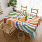nappe rectangulaire imperméable multicolore rayures arc ciel moderne fête mariage table manger déco boho