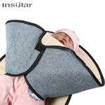tapis langer pliable bébé denim gris rose sobre fonctionnel sangles velcro adaptable poussette