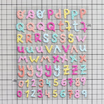 lettres alphabet bois multicolore points polka macaron adhésif numéroté scrapbooking agenda