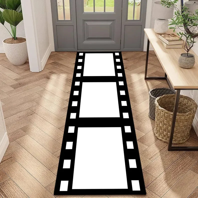 tapis sol cinema billets films pop corn moderne vintage rouge blanc chambre salon