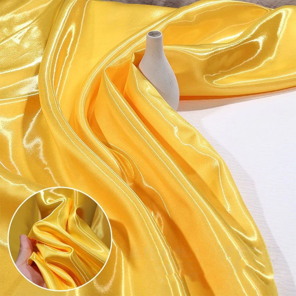 tissu satiné brillant polyester large 150cm moderne élégant robe cérémonie mariage couleur variée opacité