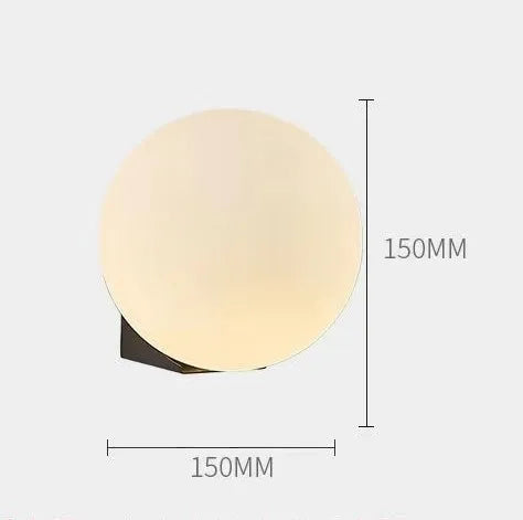 lampe murale moderne minimaliste sphérique verre blanc doré opacité fixée mur