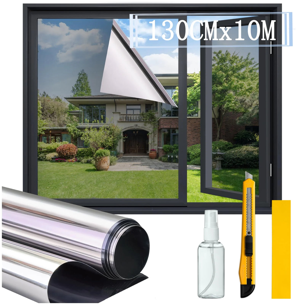 film fenêtre opacité gris métallisé autocollant vinyle protection thermique uv décoration intérieur moderne