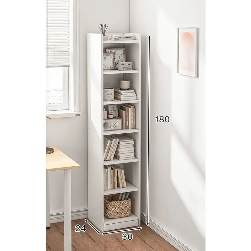 étagère bois moderne minimaliste niveaux blanc brun chambre salon bibliothèque rangement