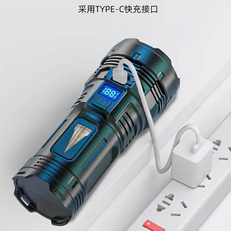 torche led rechargeable camping extérieur 30w lumiere intense noire bluetooth