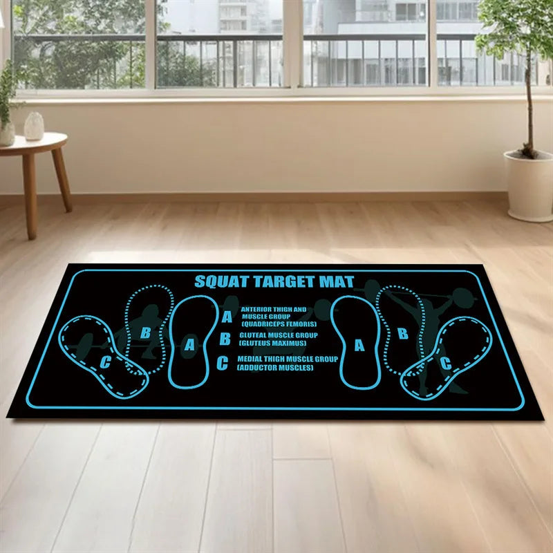 tapis squat noir blanc rose motifs chaussures pratique sportif yoga pilates exercices jambes hanches