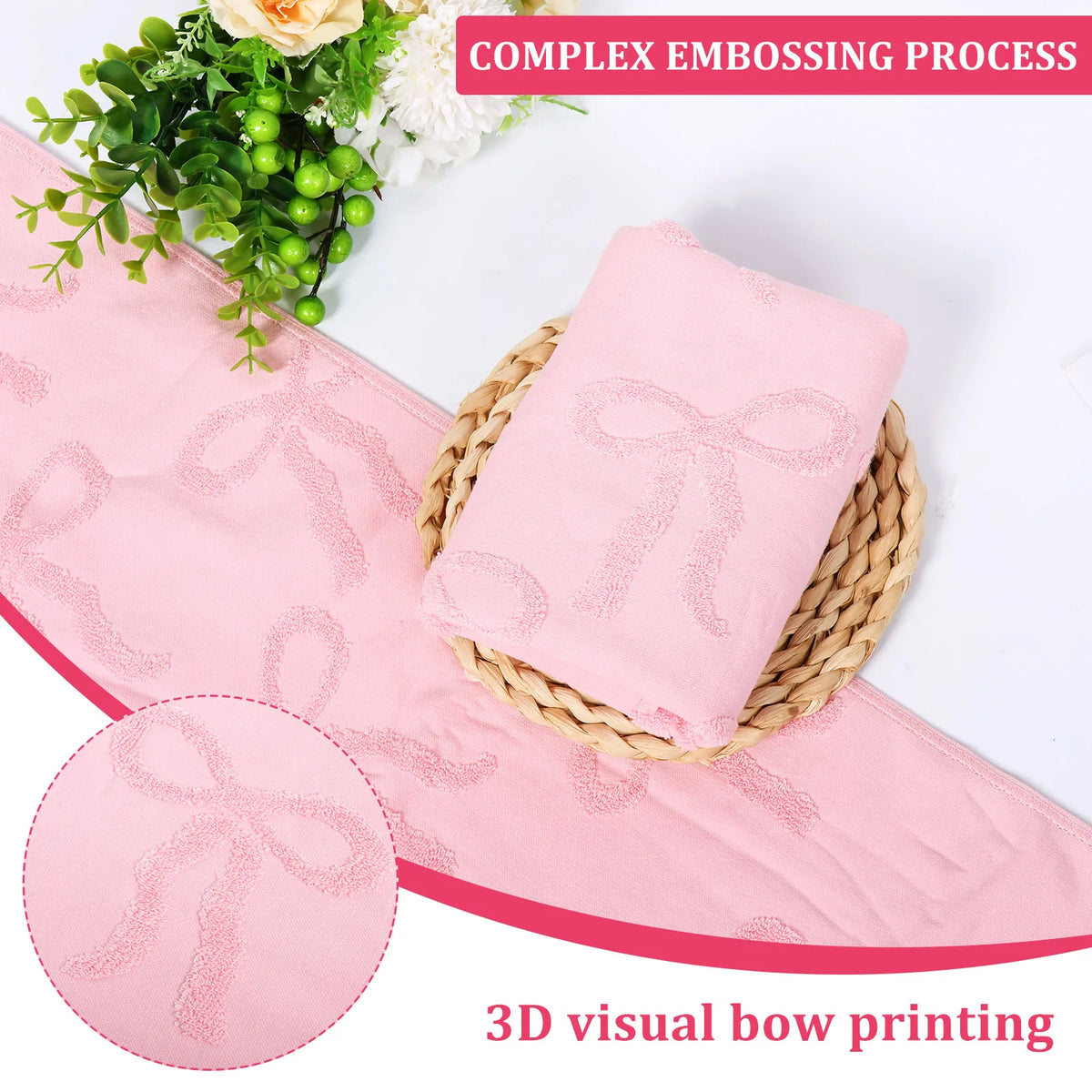 serviettes bain coton embossées rose moderne haute absorption 75x35cm set pièces