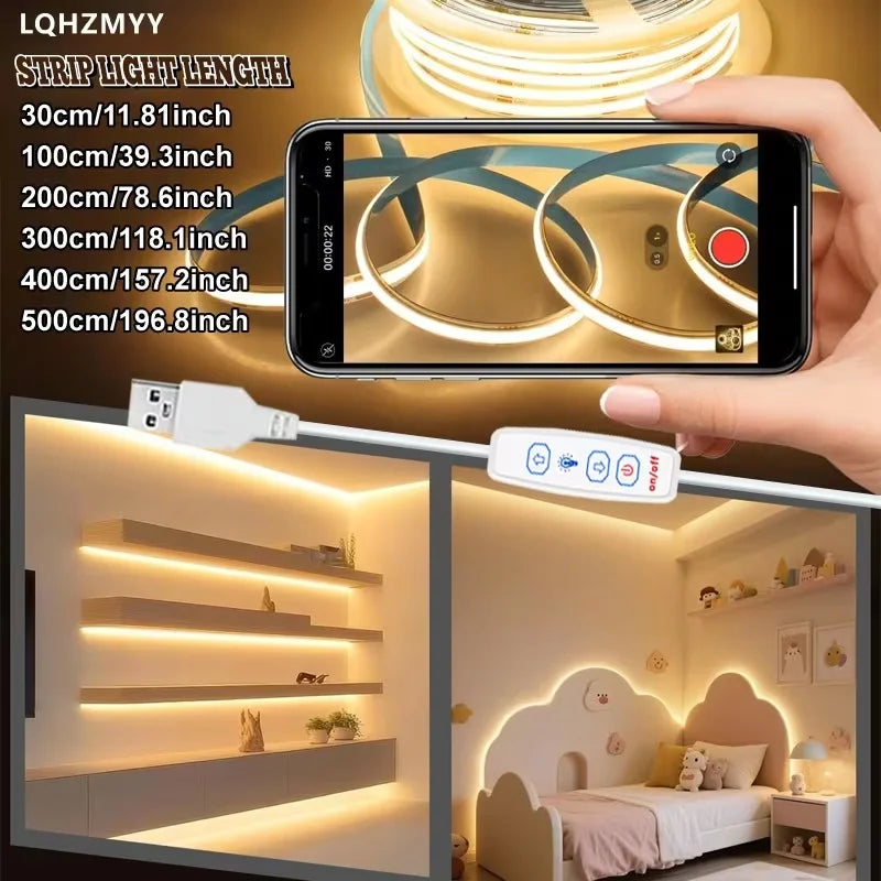 ruban led flexible blanc moderne interrupteur boutons usb adhésif ciseaux 30cm 100cm 200cm 300cm