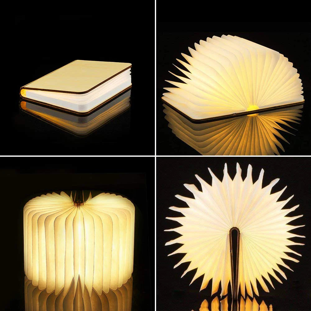 lampe led livre lumineux bois rechargeable enfants pliable anniversaire vacances nocturne atmosphère
