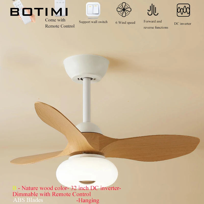 ventilateur moderne lumière led télécommande bois naturel moderne