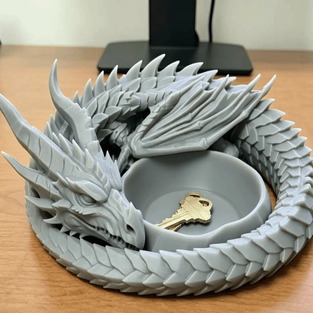 support bijoux dragon noir blanc gris gothique fantaisie porte clés décoration fantastique gothique