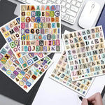autocollants lettres vintage multicolores relief opaques adhésif scrapbooking journal décoration carnet artisanat DIY alphabétique