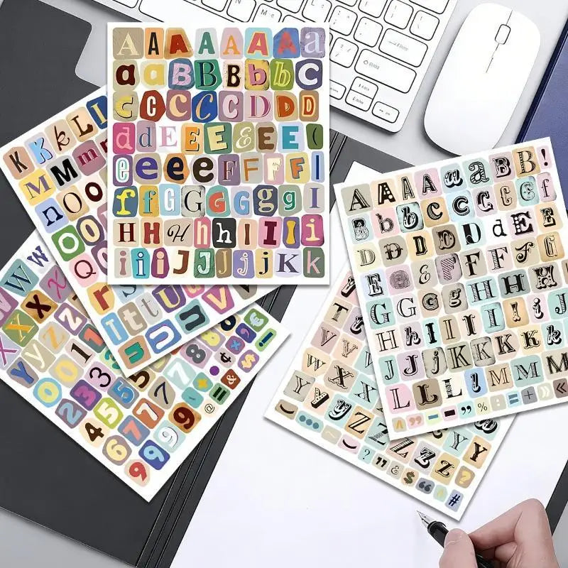 autocollants lettres vintage multicolores relief opaques adhésif scrapbooking journal décoration carnet artisanat DIY alphabétique