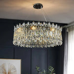 lustre moderne élégant cristal transparent doré salon chambre restaurant