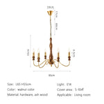 lustre salon doré bois classique têtes sans ombre éclairage hall chambre