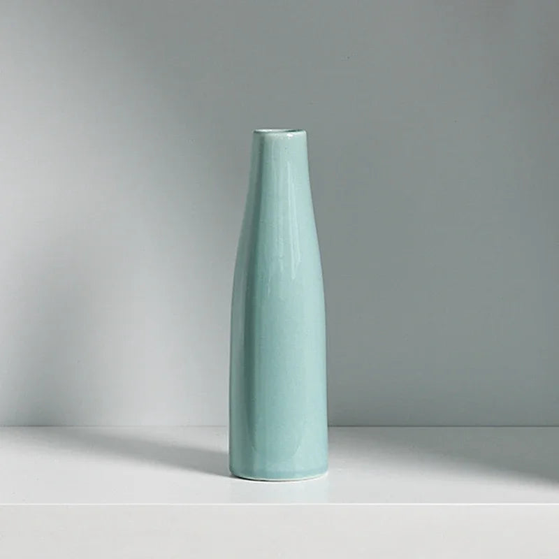 vase céramique moderne vert clair blanc bleu clair uni opacité table decoration
