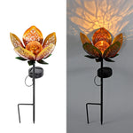 lampe solaire décorative fleurs stylisées orange doré moderne cristaux led autoinstallation patio
