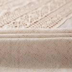 nappe table rectangulaire beige clair rustique boho chic tissée motifs franges
