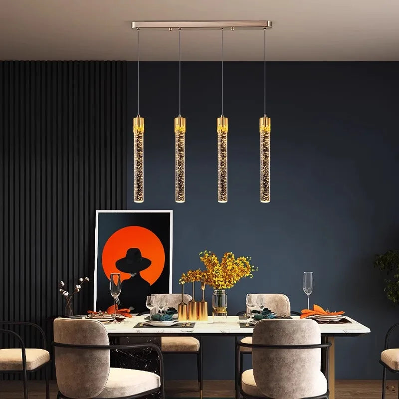 Suspension lumineuse moderne cristal bulle transparente dorée éclairage salle manger led 2000 82000 lumens