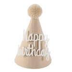 chapeau fête bébé marron velours pompon ruban chiffre imprimé 16cm 11cm anniversaire unisexe opacité