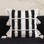 coussin noir blanc brodé géométrique moderne fixé 45x45cm décoration