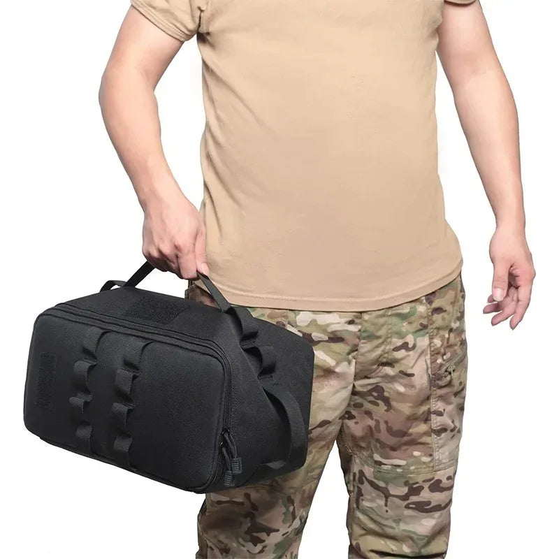 sac rangement cuisinière gaz tissu imperméable militaire beige compartiments poignées fixationsextérieur camping