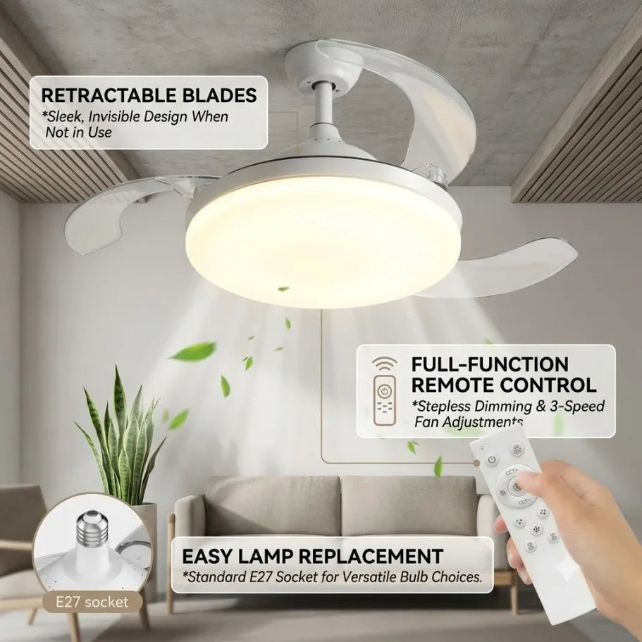 ventilateur lampe led blanc moderne télécommande certifié ul ccc röh sèche économique